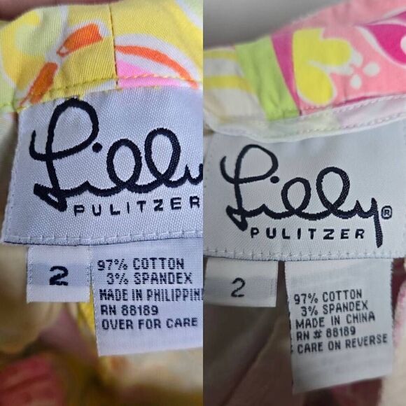 Lilly Pulitzer Vintage Two Pair Pants Size 2 Tropical Print Seashell Monkey - Picture 12 of 12